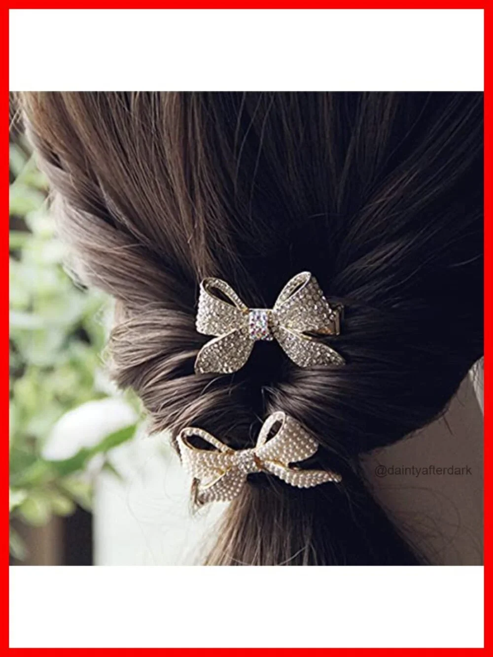 Pearl Rhinestone Bowknot Hair Ties and Duckbill Hair Clips Set